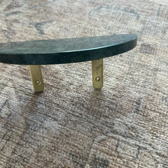 Anthropologie Green/Gold Marble Demi Crescent Wall Shelf - Picture 6 of 7